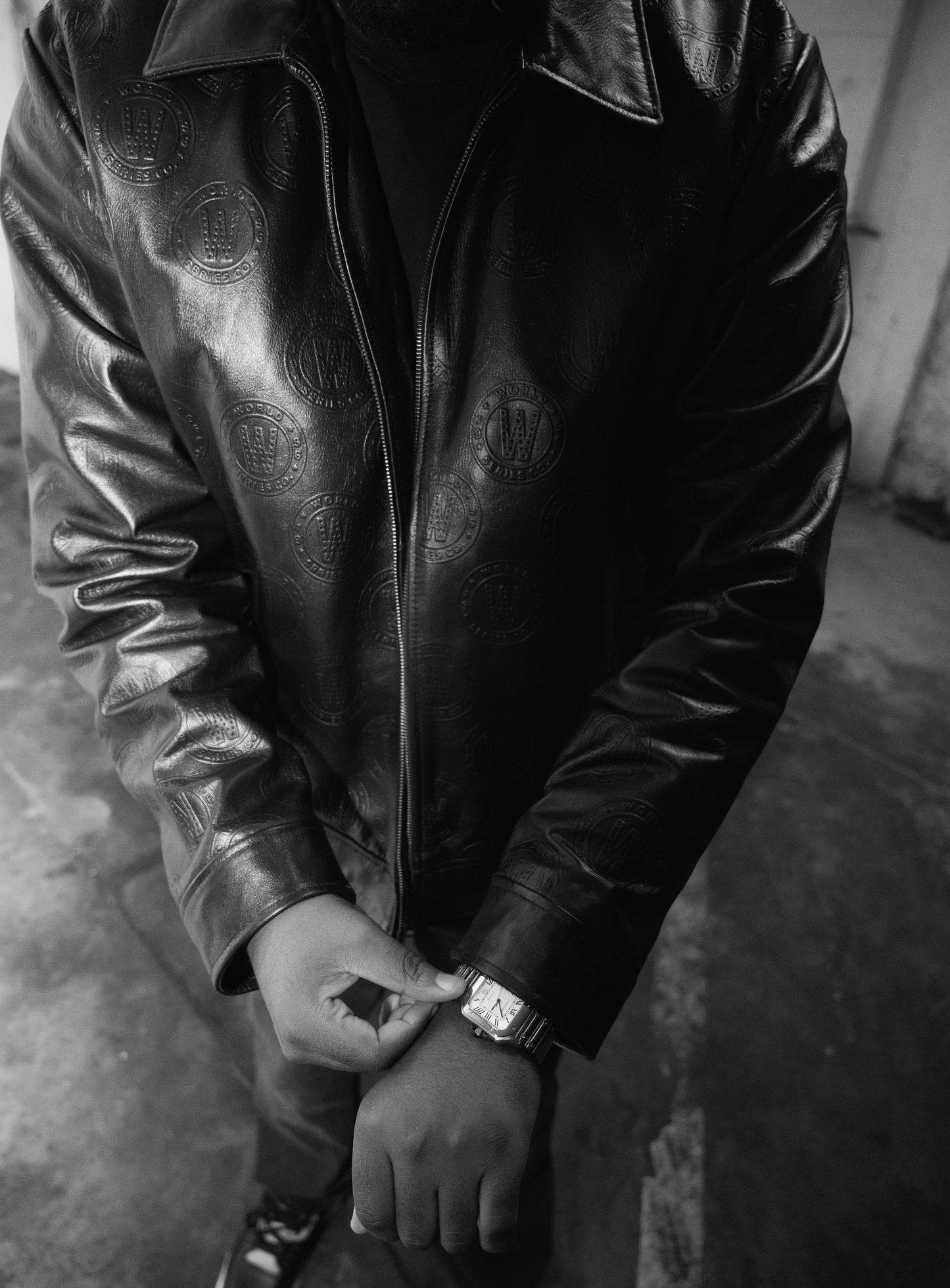 CLASSIC LOGO LEATHER JACKET (BLACK)