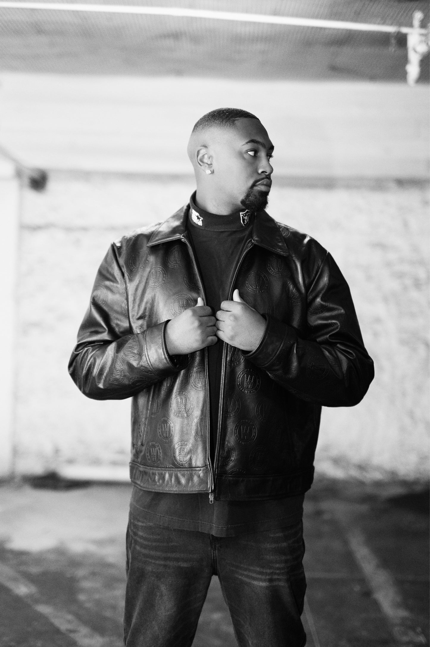 CLASSIC LOGO LEATHER JACKET (BLACK)